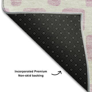 Piper Looms Mayfield Squares AMF871 Pink Machine Washable Area Rug Backing Image