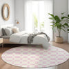 Piper Looms Mayfield Squares AMF871 Pink Machine Washable Area Rug Round Lifestyle Image Feature