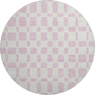 Piper Looms Mayfield Squares AMF871 Pink Machine Washable Area Rug Round Main Image