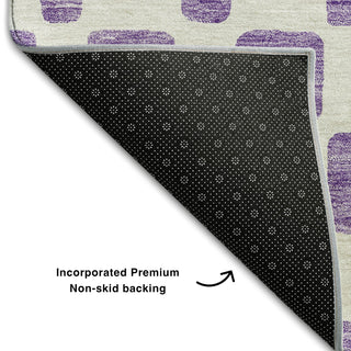 Piper Looms Mayfield Squares AMF871 Purple Machine Washable Area Rug Backing Image
