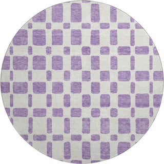 Piper Looms Mayfield Squares AMF871 Purple Machine Washable Area Rug Round Main Image