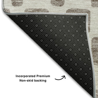 Piper Looms Mayfield Squares AMF871 Taupe Machine Washable Area Rug Backing Image