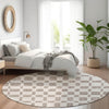 Piper Looms Mayfield Squares AMF871 Taupe Machine Washable Area Rug Round Lifestyle Image Feature