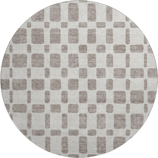 Piper Looms Mayfield Squares AMF871 Taupe Machine Washable Area Rug Round Main Image
