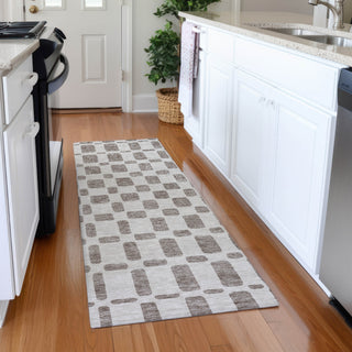 Piper Looms Mayfield Squares AMF871 Taupe Machine Washable Area Rug Runner Lifestyle Image Feature