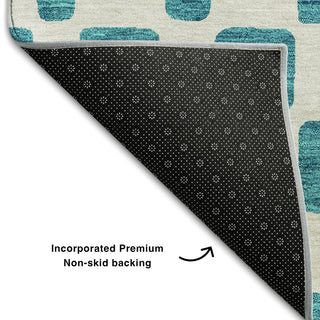 Piper Looms Mayfield Squares AMF871 Teal Machine Washable Area Rug Backing Image