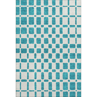 Piper Looms Mayfield Squares AMF871 Teal Machine Washable Area Rug main image