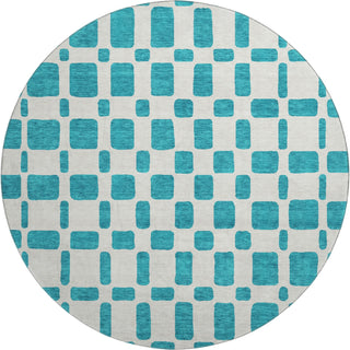 Piper Looms Mayfield Squares AMF871 Teal Machine Washable Area Rug Round Main Image