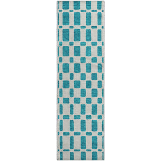 Piper Looms Mayfield Squares AMF871 Teal Machine Washable Area Rug Runner Main Image
