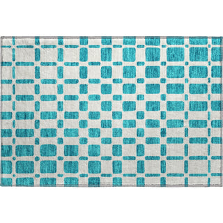 Piper Looms Mayfield Squares AMF871 Teal Machine Washable Area Rug Scatter Main Image