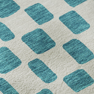 Piper Looms Mayfield Squares AMF871 Teal Machine Washable Area Rug Swatch Image