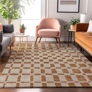 Piper Looms Mayfield Squares AMF871 Terracotta Machine Washable Area Rug Lifestyle Image Feature