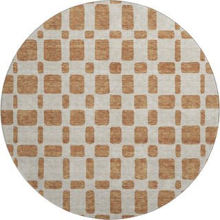 Piper Looms Mayfield Squares AMF871 Terracotta Machine Washable Area Rug Round Main Image