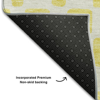 Piper Looms Mayfield Squares AMF871 Yellow Machine Washable Area Rug Backing Image