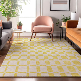 Piper Looms Mayfield Squares AMF871 Yellow Machine Washable Area Rug Lifestyle Image Feature