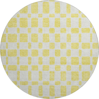 Piper Looms Mayfield Squares AMF871 Yellow Machine Washable Area Rug Round Main Image