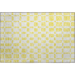 Piper Looms Mayfield Squares AMF871 Yellow Machine Washable Area Rug Scatter Main Image