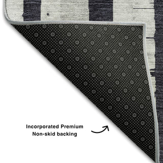 Piper Looms Mayfield Stripes AMF872 Black Machine Washable Area Rug Backing Image