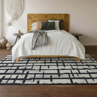 Piper Looms Mayfield Stripes AMF872 Black Machine Washable Area Rug Lifestyle Image Feature