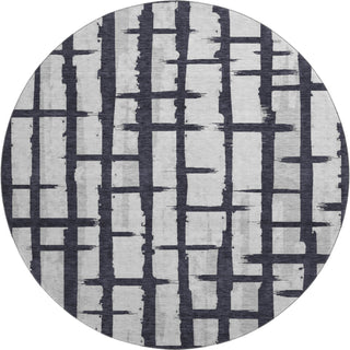 Piper Looms Mayfield Stripes AMF872 Black Machine Washable Area Rug Round Main Image