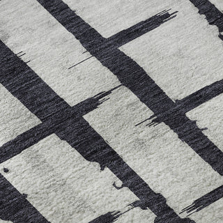 Piper Looms Mayfield Stripes AMF872 Black Machine Washable Area Rug Swatch Image