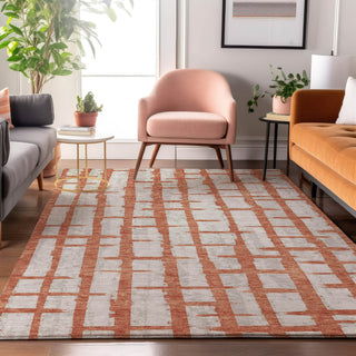 Piper Looms Mayfield Stripes AMF872 Coral Machine Washable Area Rug Lifestyle Image Feature