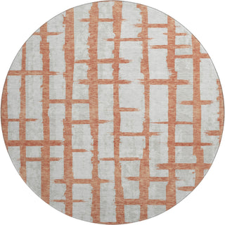 Piper Looms Mayfield Stripes AMF872 Coral Machine Washable Area Rug Round Main Image