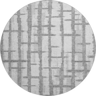 Piper Looms Mayfield Stripes AMF872 Gray Machine Washable Area Rug Round Main Image