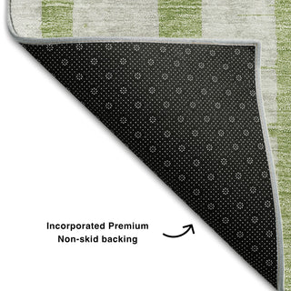 Piper Looms Mayfield Stripes AMF872 Green Machine Washable Area Rug Backing Image