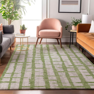 Piper Looms Mayfield Stripes AMF872 Green Machine Washable Area Rug Lifestyle Image Feature