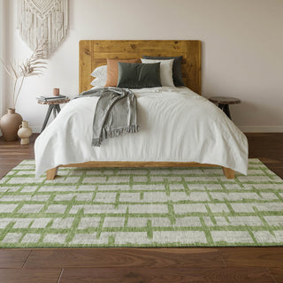 Piper Looms Mayfield Stripes AMF872 Green Machine Washable Area Rug Lifestyle Image Feature