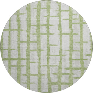 Piper Looms Mayfield Stripes AMF872 Green Machine Washable Area Rug Round Main Image