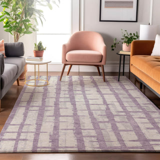 Piper Looms Mayfield Stripes AMF872 Lavender Machine Washable Area Rug Lifestyle Image Feature