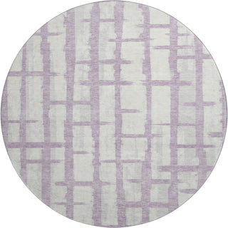 Piper Looms Mayfield Stripes AMF872 Lavender Machine Washable Area Rug Round Main Image