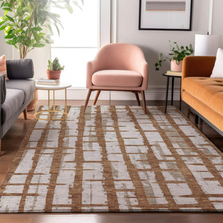 Piper Looms Mayfield Stripes AMF872 Paprika Machine Washable Area Rug Lifestyle Image Feature