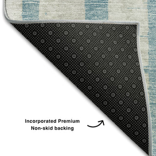 Piper Looms Mayfield Stripes AMF872 Sky Machine Washable Area Rug Backing Image