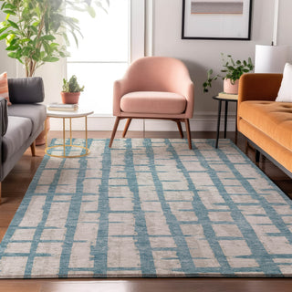 Piper Looms Mayfield Stripes AMF872 Sky Machine Washable Area Rug Lifestyle Image Feature