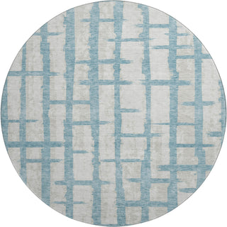 Piper Looms Mayfield Stripes AMF872 Sky Machine Washable Area Rug Round Main Image