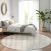 Piper Looms Mayfield Stripes AMF872 Taupe Machine Washable Area Rug Round Lifestyle Image Feature