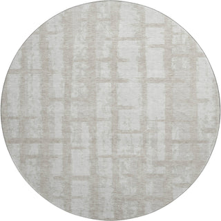 Piper Looms Mayfield Stripes AMF872 Taupe Machine Washable Area Rug Round Main Image