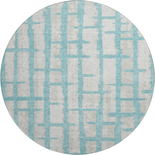 Piper Looms Mayfield Stripes AMF872 Teal Machine Washable Area Rug Round Main Image