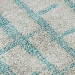 Piper Looms Mayfield Stripes AMF872 Teal Machine Washable Area Rug Swatch Image