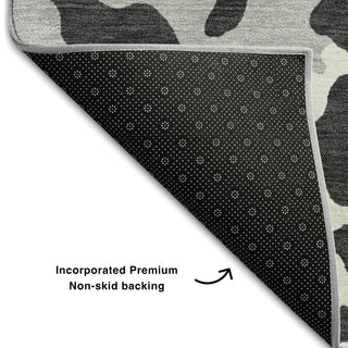 Piper Looms Mayfield Animal Print AMF873 Black Machine Washable Area Rug Backing Image