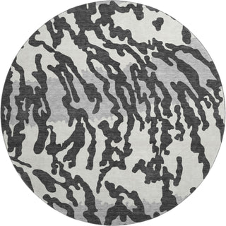 Piper Looms Mayfield Animal Print AMF873 Black Machine Washable Area Rug Round Main Image