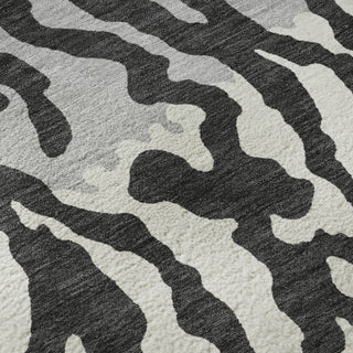 Piper Looms Mayfield Animal Print AMF873 Black Machine Washable Area Rug Swatch Image