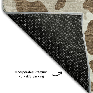Piper Looms Mayfield Animal Print AMF873 Chocolate Machine Washable Area Rug Backing Image