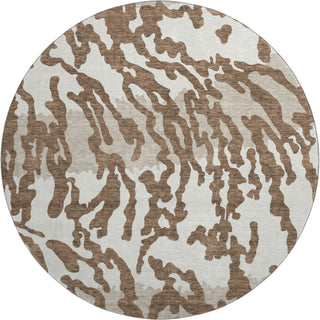 Piper Looms Mayfield Animal Print AMF873 Chocolate Machine Washable Area Rug Round Main Image