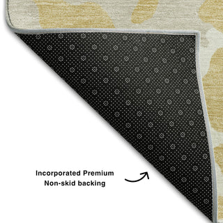 Piper Looms Mayfield Animal Print AMF873 Gold Machine Washable Area Rug Backing Image