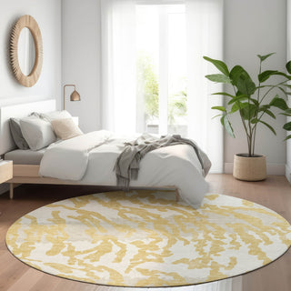 Piper Looms Mayfield Animal Print AMF873 Gold Machine Washable Area Rug Round Lifestyle Image Feature