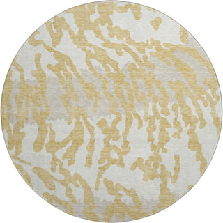 Piper Looms Mayfield Animal Print AMF873 Gold Machine Washable Area Rug Round Main Image